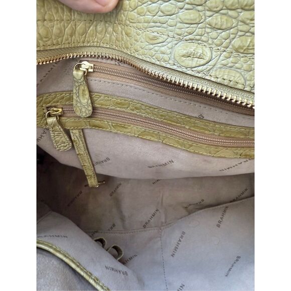 Brahmin Elouise Womens Chartreuse Croc Embossed Leather Shoulder Bag Satchel - Picture 10 of 16